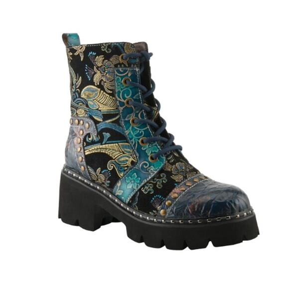 Spring Step L'Artiste Severity Blum Boots Blue Multi Size 10.5/11 US 42 EU NWB - Picture 1 of 16